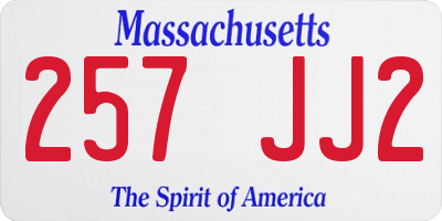 MA license plate 257JJ2