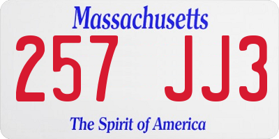 MA license plate 257JJ3
