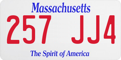 MA license plate 257JJ4