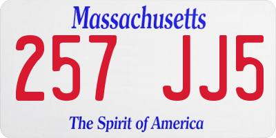 MA license plate 257JJ5