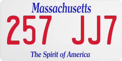 MA license plate 257JJ7