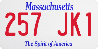 MA license plate 257JK1
