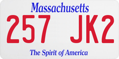 MA license plate 257JK2