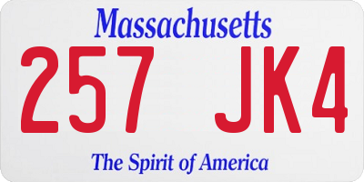 MA license plate 257JK4