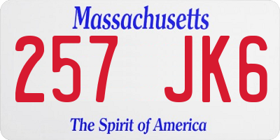 MA license plate 257JK6