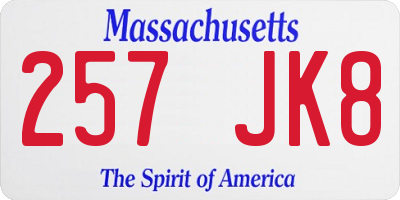 MA license plate 257JK8
