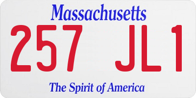 MA license plate 257JL1