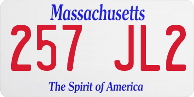 MA license plate 257JL2