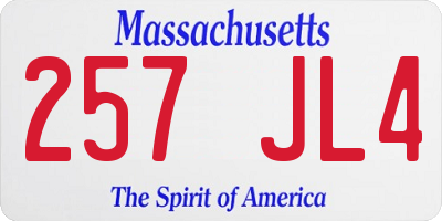MA license plate 257JL4