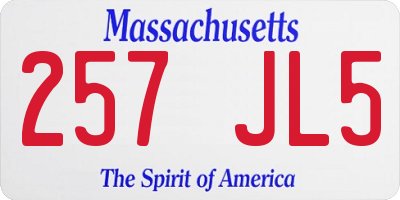 MA license plate 257JL5