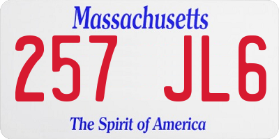 MA license plate 257JL6