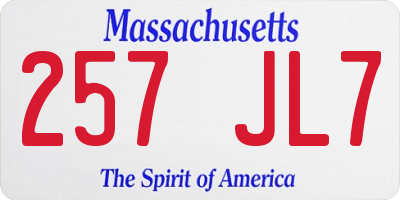 MA license plate 257JL7