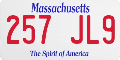 MA license plate 257JL9