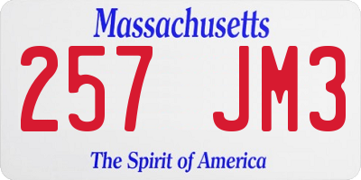 MA license plate 257JM3