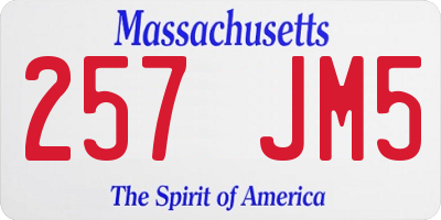MA license plate 257JM5