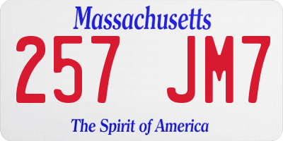 MA license plate 257JM7