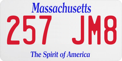MA license plate 257JM8