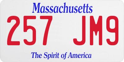 MA license plate 257JM9