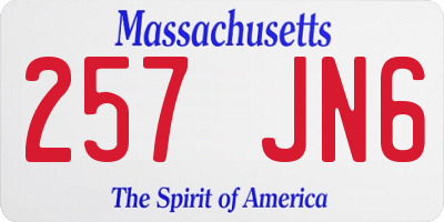 MA license plate 257JN6