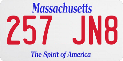 MA license plate 257JN8