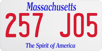 MA license plate 257JO5