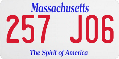 MA license plate 257JO6