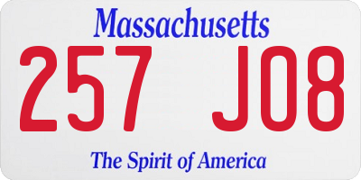 MA license plate 257JO8