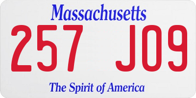 MA license plate 257JO9