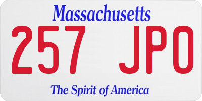 MA license plate 257JP0