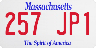 MA license plate 257JP1