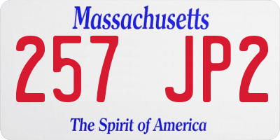 MA license plate 257JP2