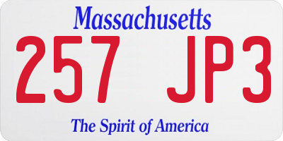 MA license plate 257JP3