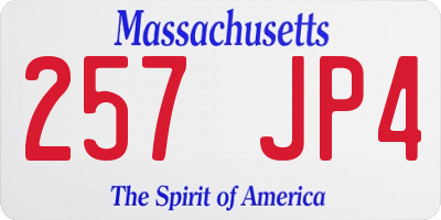 MA license plate 257JP4