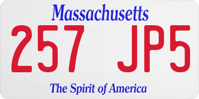 MA license plate 257JP5