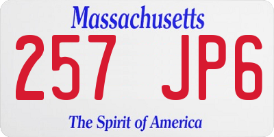 MA license plate 257JP6