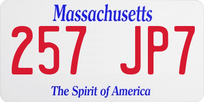 MA license plate 257JP7