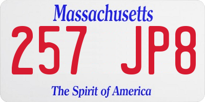 MA license plate 257JP8
