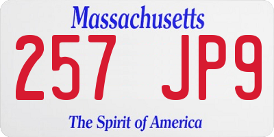 MA license plate 257JP9