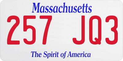 MA license plate 257JQ3