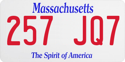 MA license plate 257JQ7