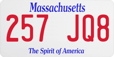 MA license plate 257JQ8