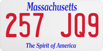 MA license plate 257JQ9