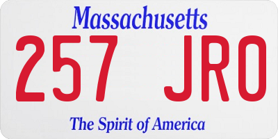 MA license plate 257JR0