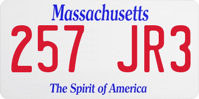 MA license plate 257JR3