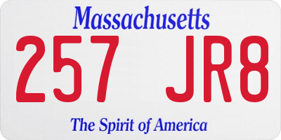 MA license plate 257JR8