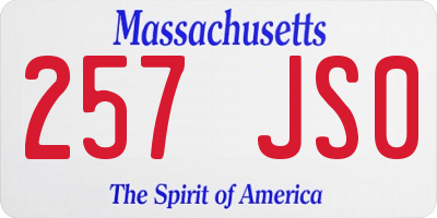 MA license plate 257JS0