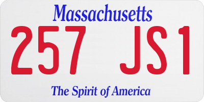 MA license plate 257JS1