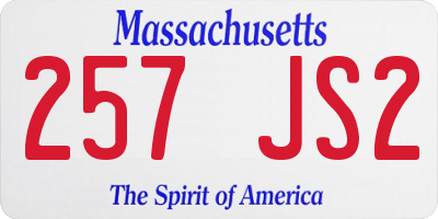 MA license plate 257JS2