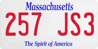 MA license plate 257JS3