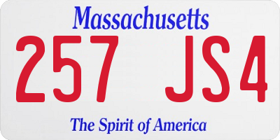 MA license plate 257JS4